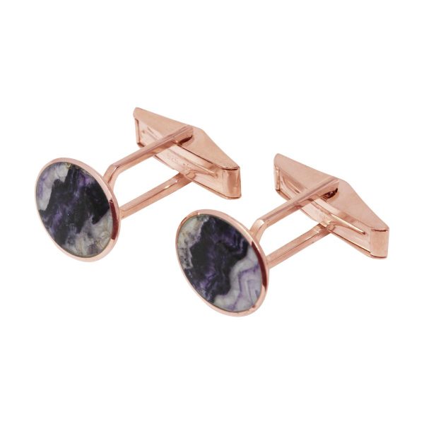 Rose Gold Blue John Oval Cufflinks