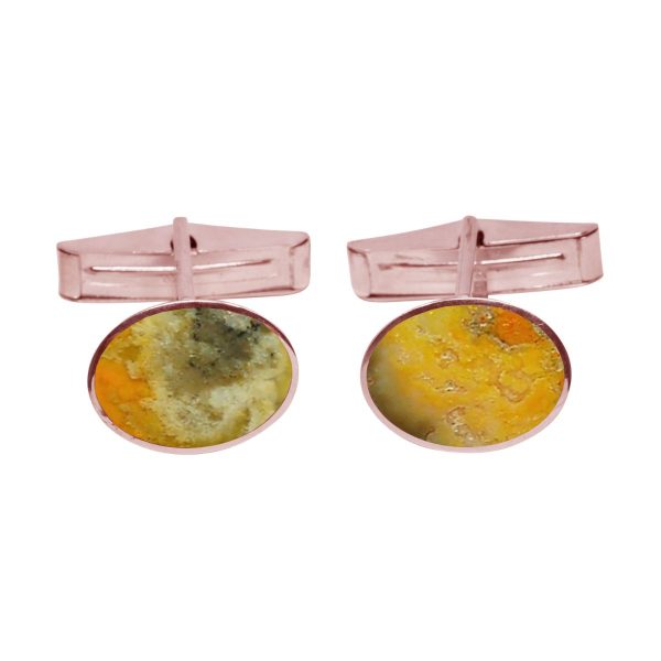 Rose Gold Bumblebee Jasper Oval Cufflinks