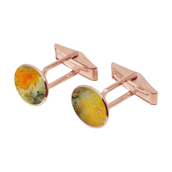 Rose Gold Bumblebee Jasper Oval Cufflinks