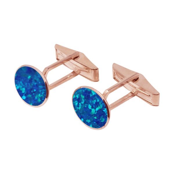 Rose Gold Opalite Cobalt Blue Oval Cufflinks