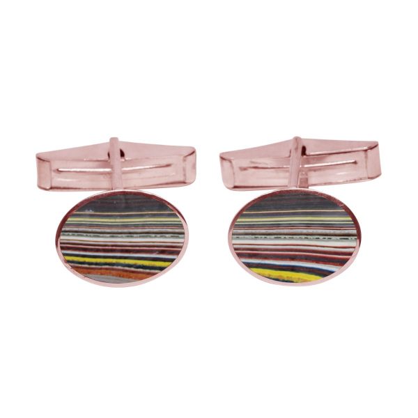 Rose Gold Fordite Oval Cufflinks