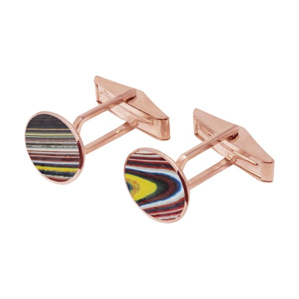 Rose Gold Fordite Oval Cufflinks