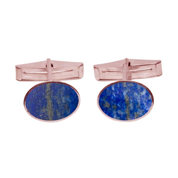 Rose Gold Lapis Oval Cufflinks