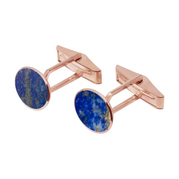 Rose Gold Lapis Oval Cufflinks