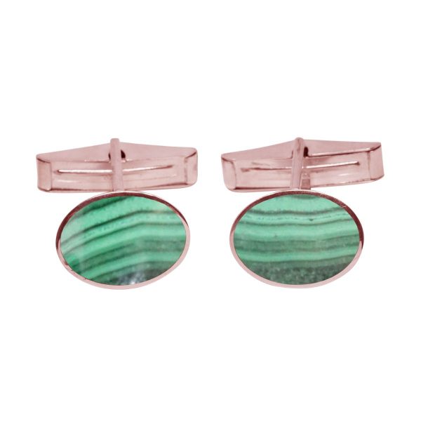 Rose Gold Malachite Oval Cufflinks