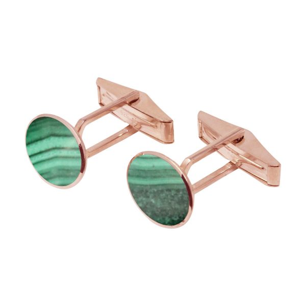 Rose Gold Malachite Oval Cufflinks