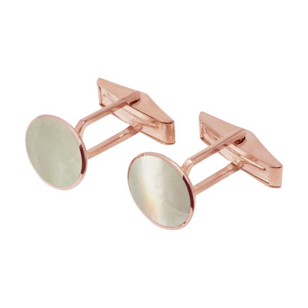 Rose Gold Mother of Pearl Oval Cufflinks