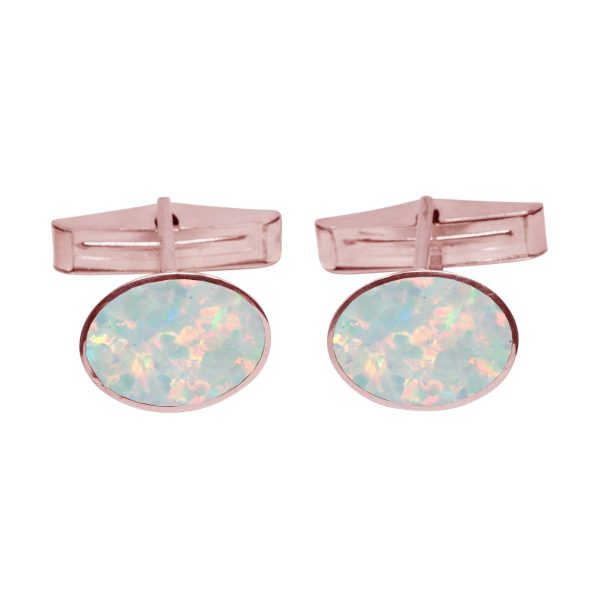 Rose Gold Opalite Sun Ice Oval Cufflinks