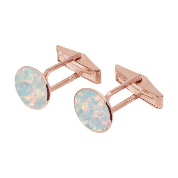 Rose Gold Opalite Sun Ice Oval Cufflinks