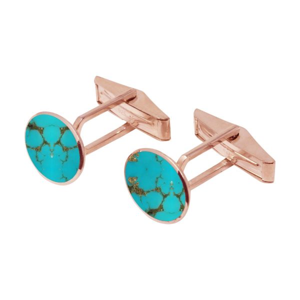Rose Gold Turquoise Oval Cufflinks