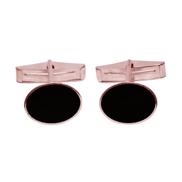 Rose Gold Whitby Jet Oval Cufflinks