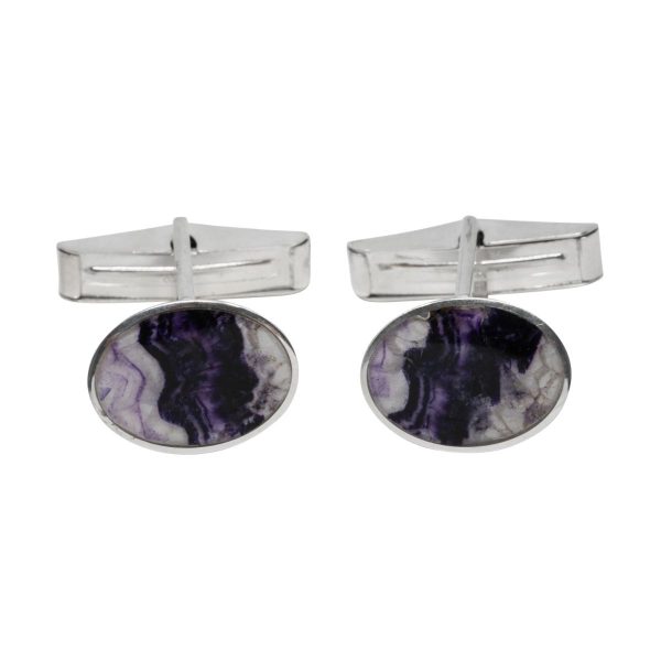 Silver Blue John Oval Cufflinks