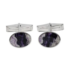 Silver Oval Blue John Stone Cufflinks