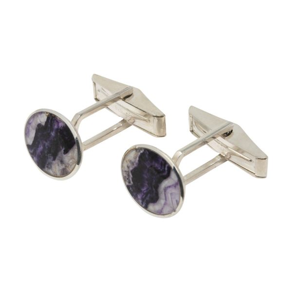 Silver Blue John Oval Cufflinks