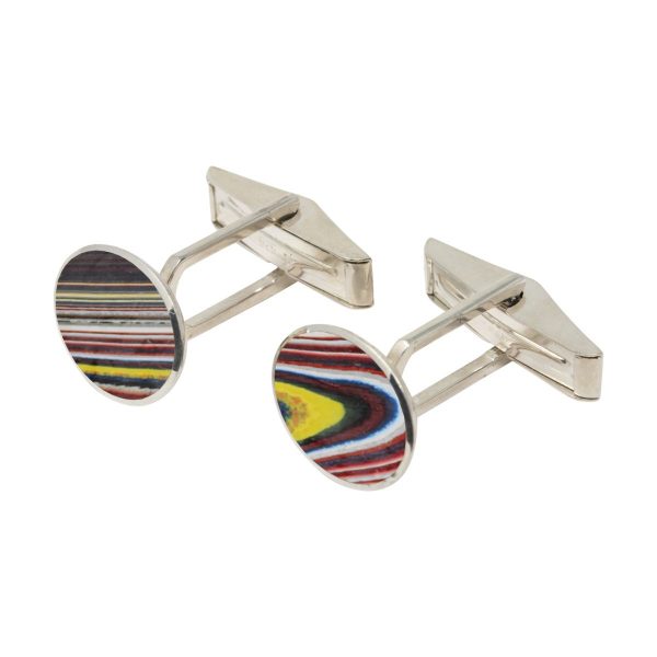 Silver Fordite Oval Cufflinks