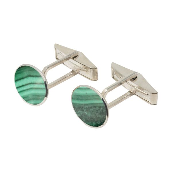 Silver Malachite Oval Cufflinks