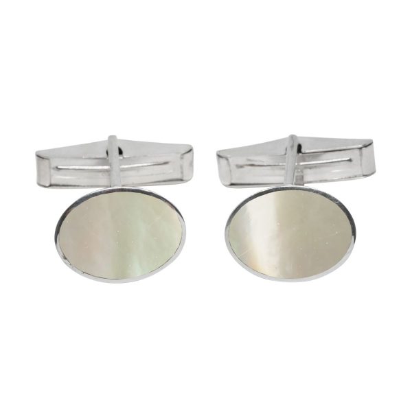 Silver Mother of Pearl Oval Cufflinks