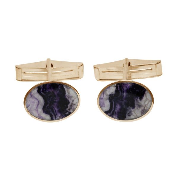 Yellow Gold Blue John Oval Cufflinks