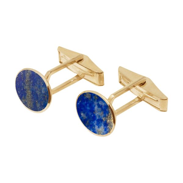 Yellow Gold Lapis Oval Cufflinks