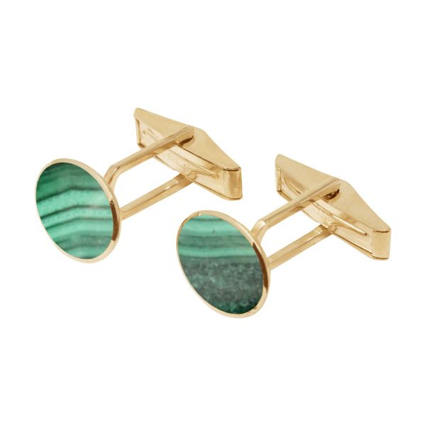 Yellow Gold Malachite Oval Cufflinks