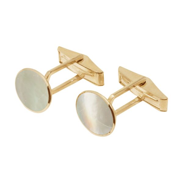 Yellow Gold Mother of Pearl Oval Cufflinks