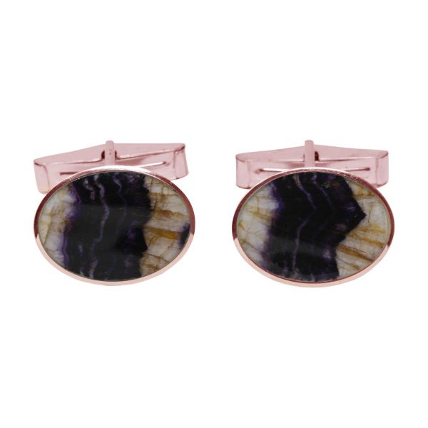 Rose Gold Blue John Oval Cufflinks