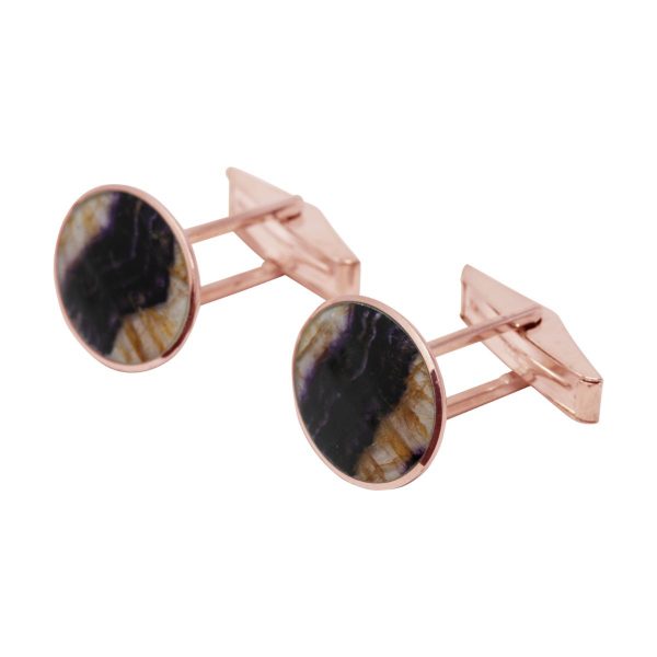 Rose Gold Blue John Oval Cufflinks