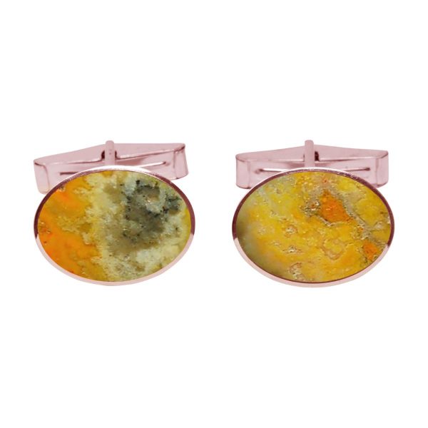 Rose Gold Bumblebee Jasper Oval Cufflinks