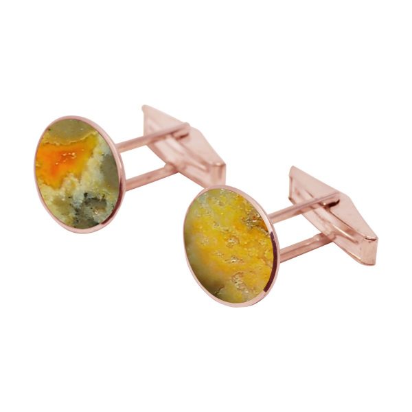 Rose Gold Bumblebee Jasper Oval Cufflinks