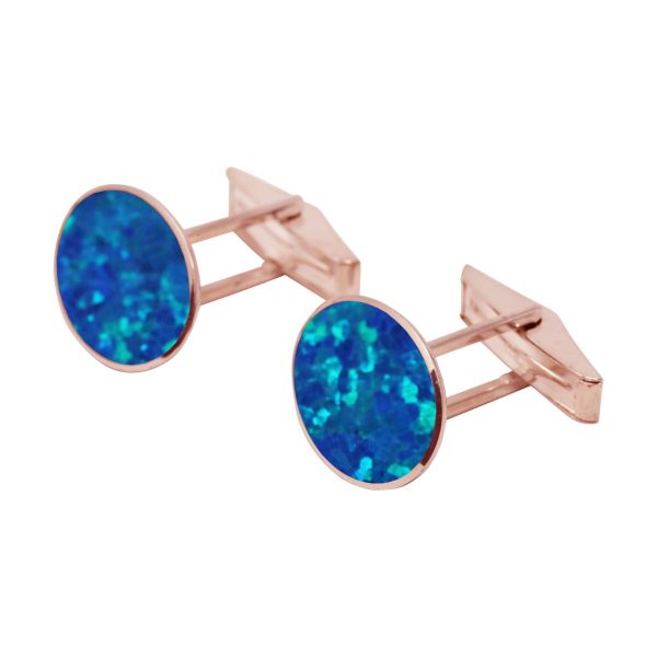 Rose Gold Opalite Cobalt Blue Oval Cufflinks