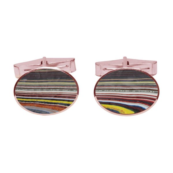 Rose Gold Fordite Oval Cufflinks