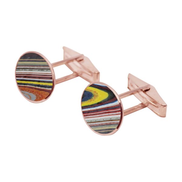 Rose Gold Fordite Oval Cufflinks