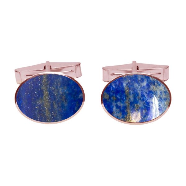 Rose Gold Lapis Oval Cufflinks