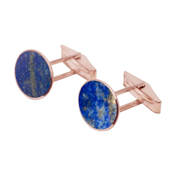 Rose Gold Lapis Oval Cufflinks