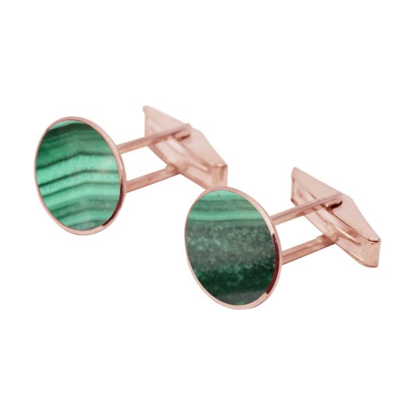 Rose Gold Malachite Oval Cufflinks