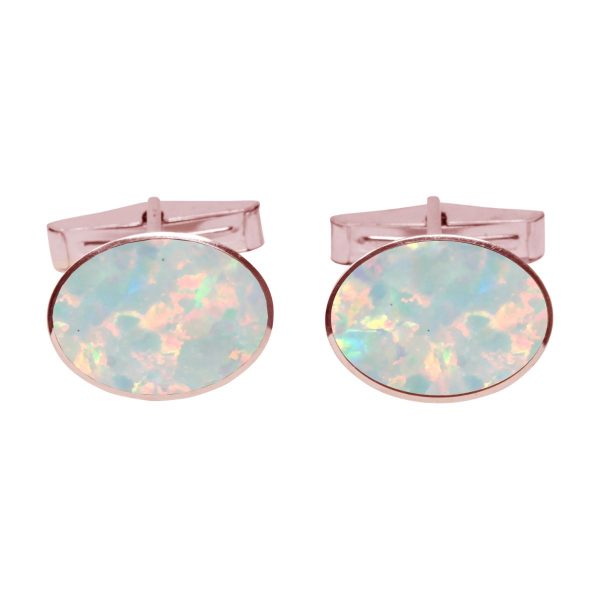 Rose Gold Opalite Sun Ice Oval Cufflinks