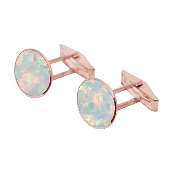 Rose Gold Opalite Sun Ice Oval Cufflinks