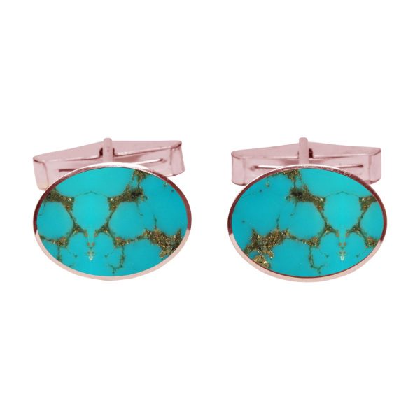 Rose Gold Turquoise Oval Cufflinks