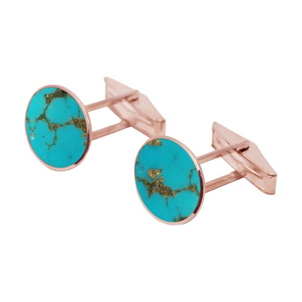 Rose Gold Turquoise Oval Cufflinks