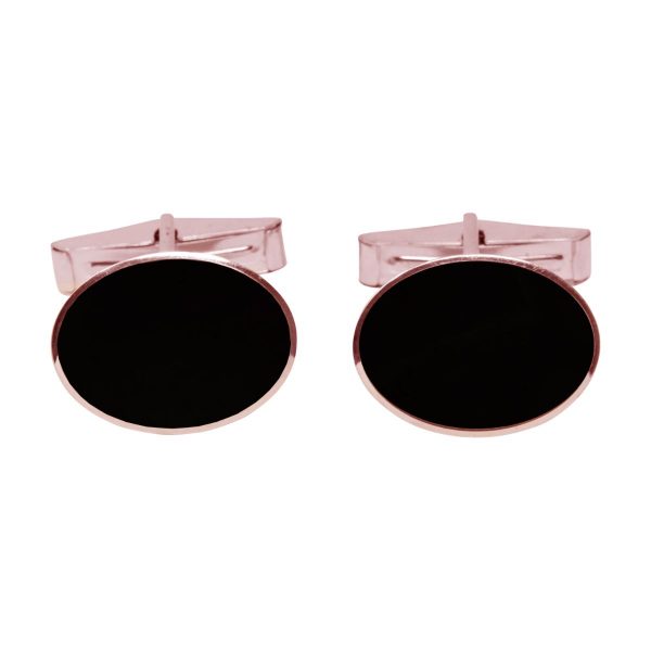 Rose Gold Whitby Jet Oval Cufflinks