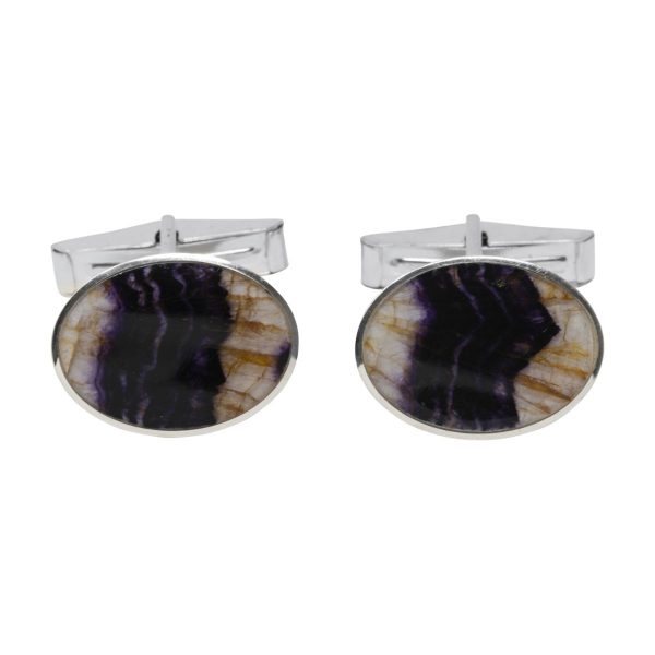 Silver Blue John Oval Cufflinks