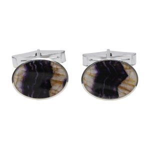 Silver Oval Blue John Cufflinks