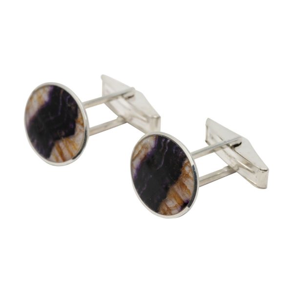 Silver Blue John Oval Cufflinks