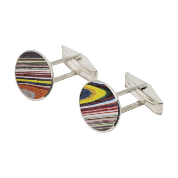 Silver Fordite Oval Cufflinks