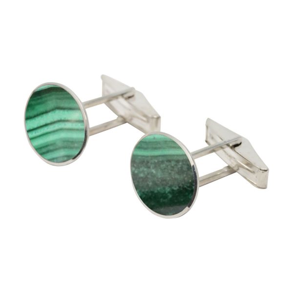 Silver Malachite Oval Cufflinks