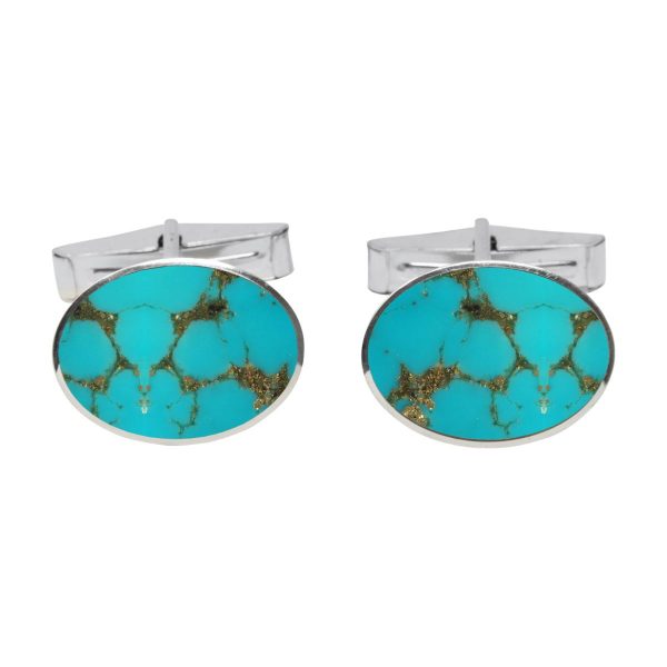 Silver Turquoise Oval Cufflinks