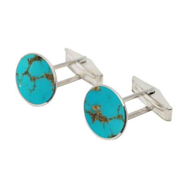 Silver Turquoise Oval Cufflinks