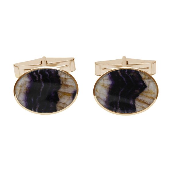 Yellow Gold Blue John Oval Cufflinks