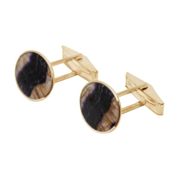 Yellow Gold Blue Joh Oval Cufflinks