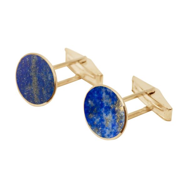 Yellow Gold Lapis Oval Cufflinks